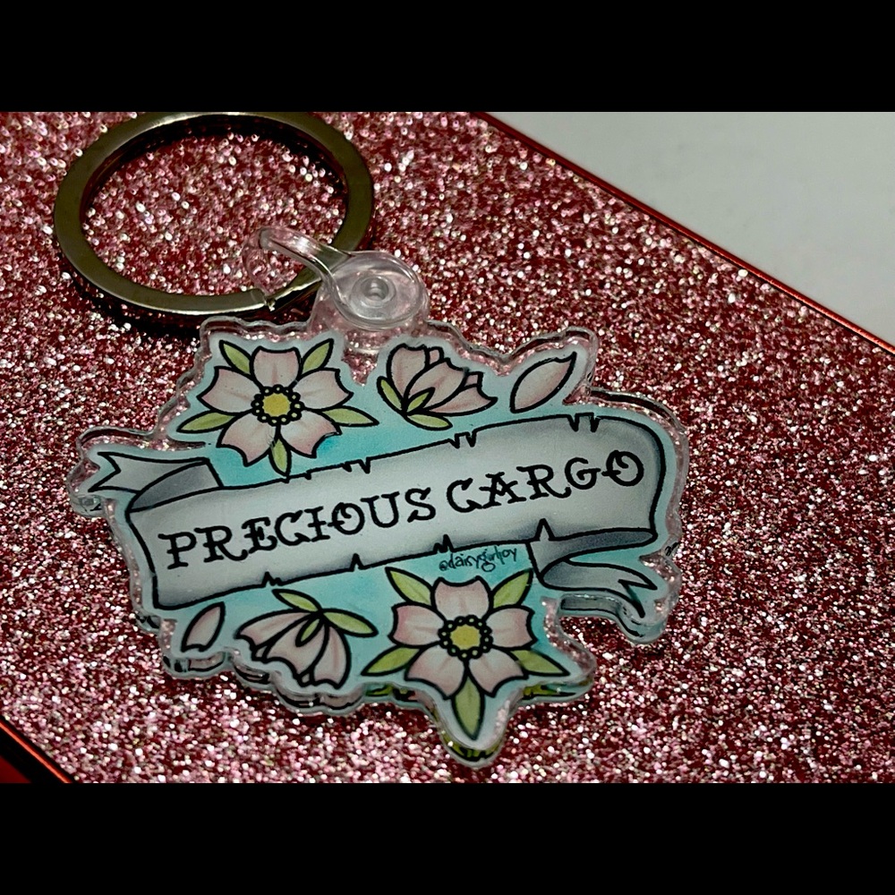 Schitt’s Creek Rose Apothecary Rosebud Motel Inspired keychain “Precious Cargo”